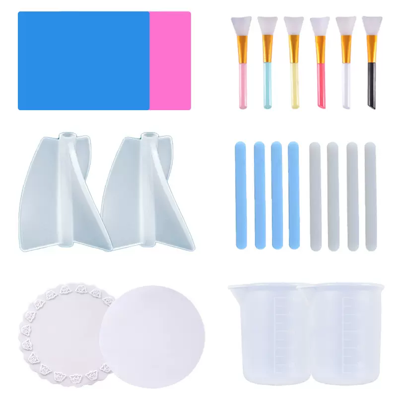 56款滴胶模具硅胶量杯垫片分装杯调色杯搅拌棒硅胶刷diy调胶工具