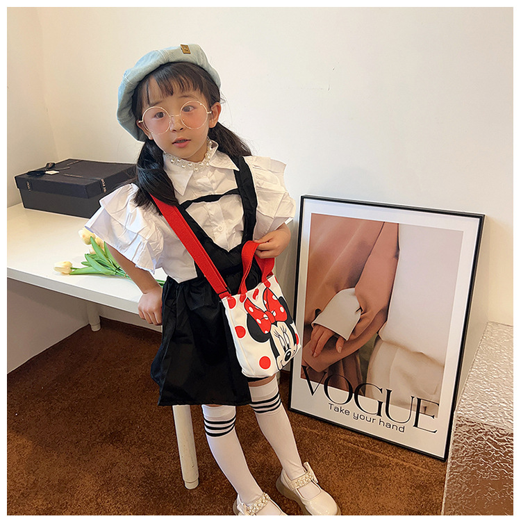 2023 Trendy and fashionable children's canvas cartoon printed crossbody bag, Korean version cute single-shoulder hand-held girls' coin purse undefined