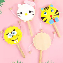 木质白坯儿童涂鸦上色幼儿早教音乐打击乐器宝宝摇铃拨浪鼓手拍板