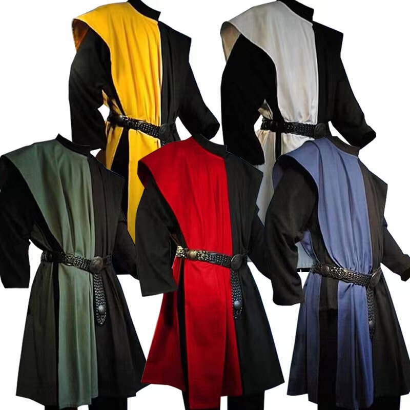 Retro Medieval Tabard Sleeveless Vest Renaissance Costume Knight Long Shirt Costume in stock