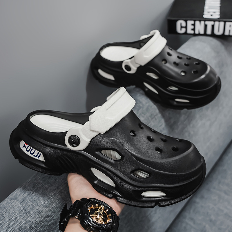 Primavera y verano para hombre nuevo casual todo-fósforo diario cómodo y transpirable a juego de color punta redonda EVA plataforma zapatos de agujero para hombre