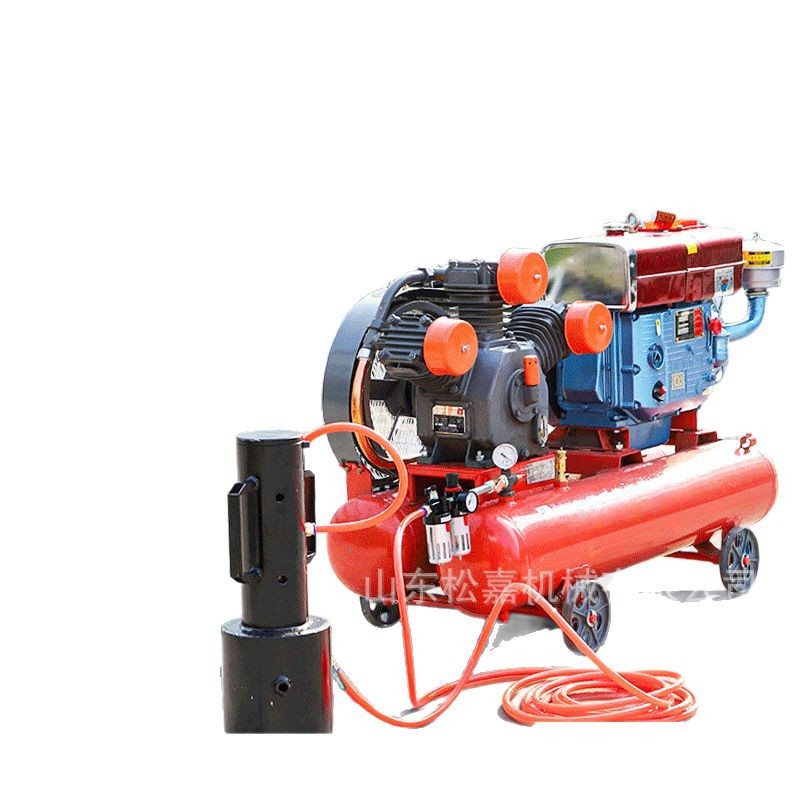 Máquina de pilotes de control de inundaciones pequeña máquina de pilotes de tubería de acero, máquina de pilotes de plantación de pilotes de madera, soporte de emergencia de puente, máquina de pilotes diesel portátil de mano