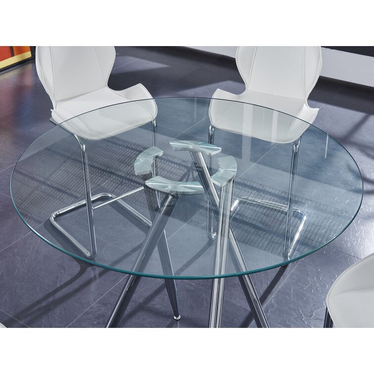 Mesa de comedor de comercio exterior de mesa de comedor de mesa de vidrio templado simple moderno mesa de comedor mesa y silla mesa redonda transparente image 5