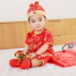 Baby One Year Old Tang Suit for Boys and Girls Hanfu Summer Baby Hundred Days Grab Week Suit Chinese Style One Year Old Birthday Dress