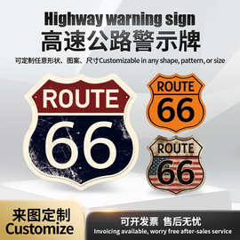定制跨境美国金属标牌铝uv印刷不锈钢标识牌高速公路route警示牌