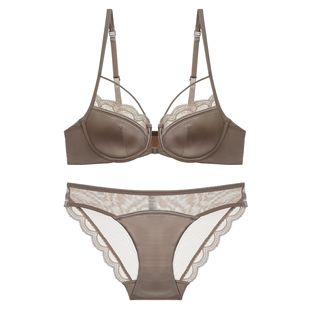 Summer Sexy Underwear French Style Thin Glow Front Buckle Beautiful Back Underwear Large Chest Small Anti-sagging Lace Bra