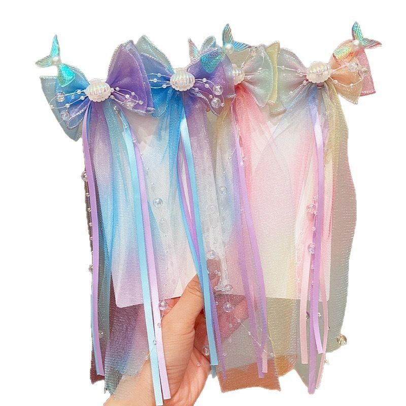 Sirena para niños Frozen Horquilla para el cabello para niñas Espectáculo de lazo Horquilla trenzada con serpentina para el cabello Princesa Aisha