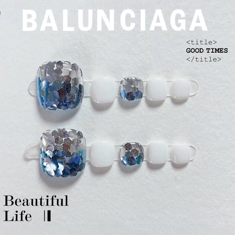 Sea Salt 14 Pieces Summer New Style Sparkling Handmade Wearable Toenail Sequins Whitening Versatile Toenail Patches