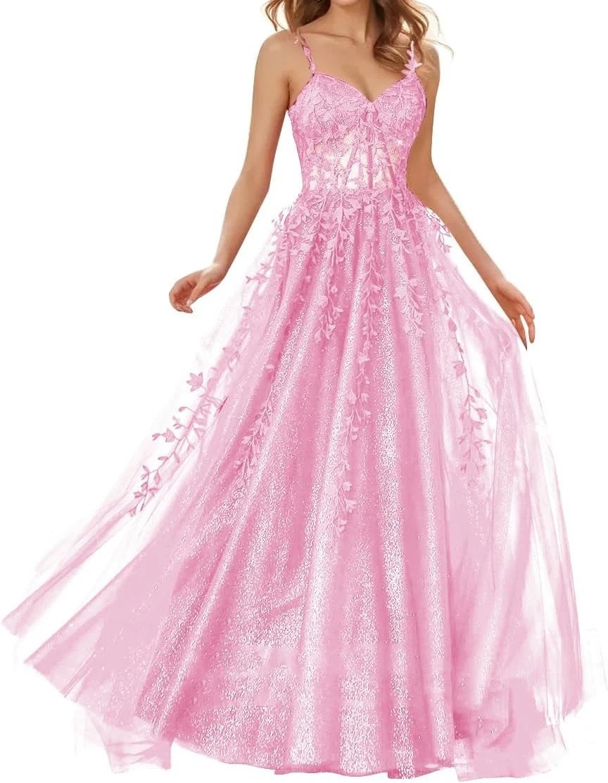 2026 nuevo vestido de tulle brillante transfronterizo vestido largo vestido de cuello en V vestido sexy