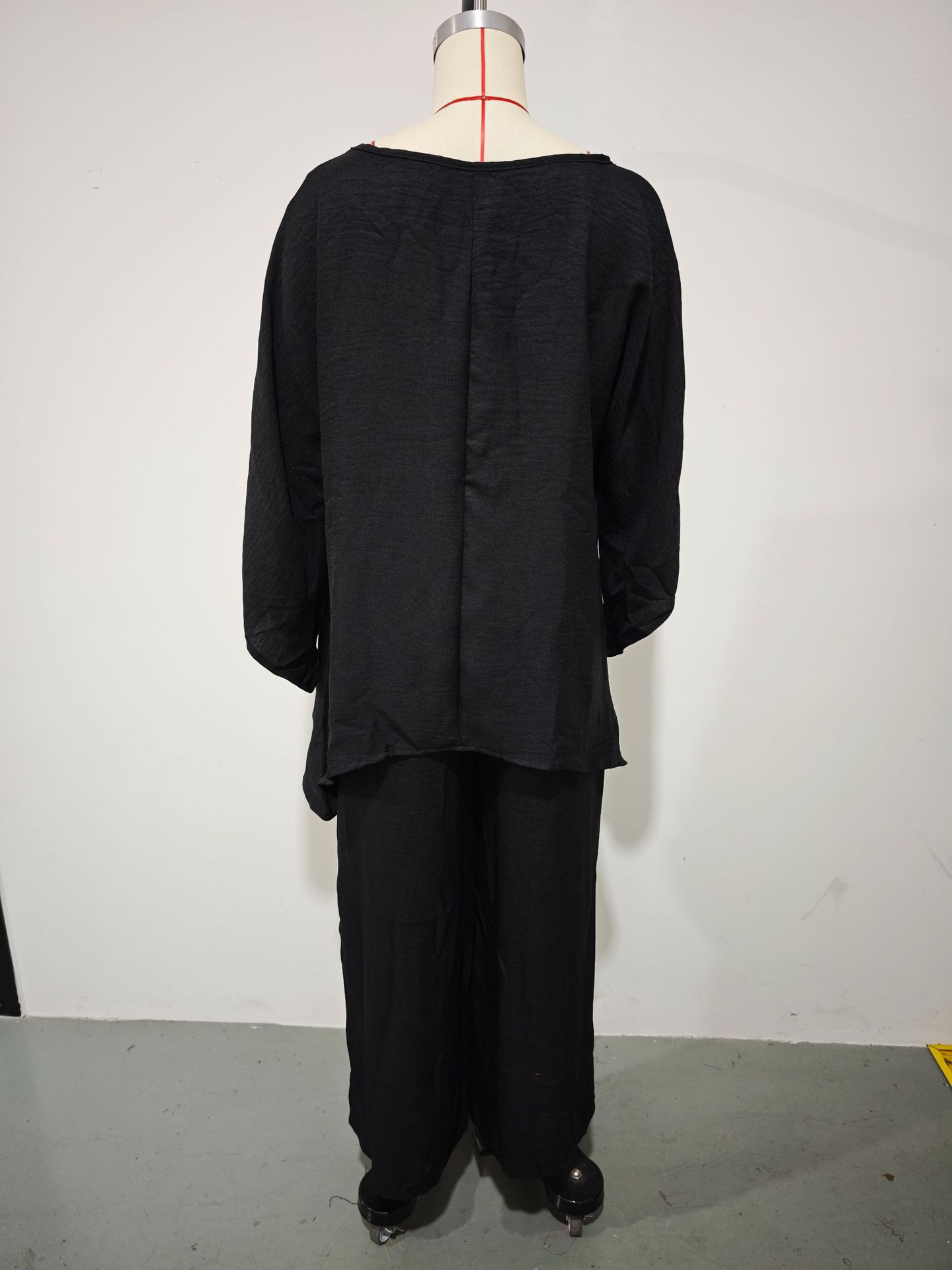 Women's Simple Loose Fit Linen Blend Shirt And Wide Leg Pants Set Casual Comfortable Two-Piece Outfit_ecoleips.com