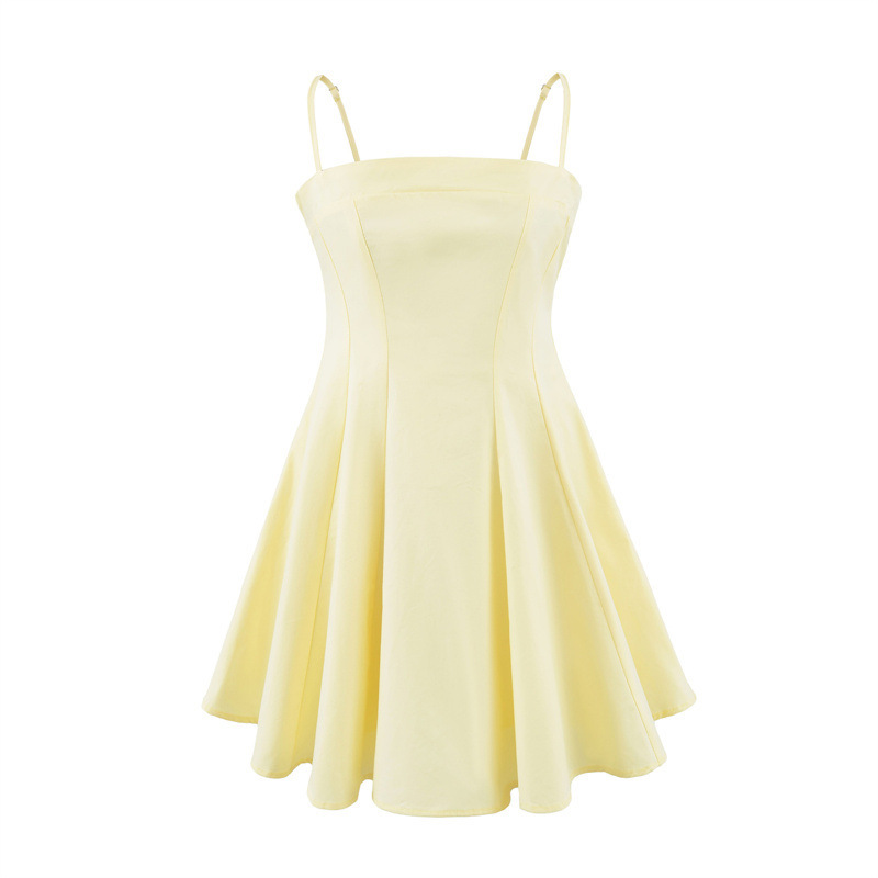 French-Style Minimalist Cotton Waist-Cinching A-Line Slip Dress Mini Sun Dress Summer Slim-Fit Hot Girl Short Dress