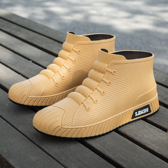 Summer Low-top Fashionable Rain Boots for Men, Low-top Work Shoes, Outdoor Casual Waterproof Shoes, Non-slip Rain Boots, Lightweight Rubber Shoes
