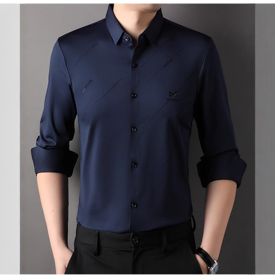 Chumeng mismo estilo camisa de hombre otoño nueva camisa de hombre negocio sin costuras casual superior antiarrugas planchado-libre transfronterizo