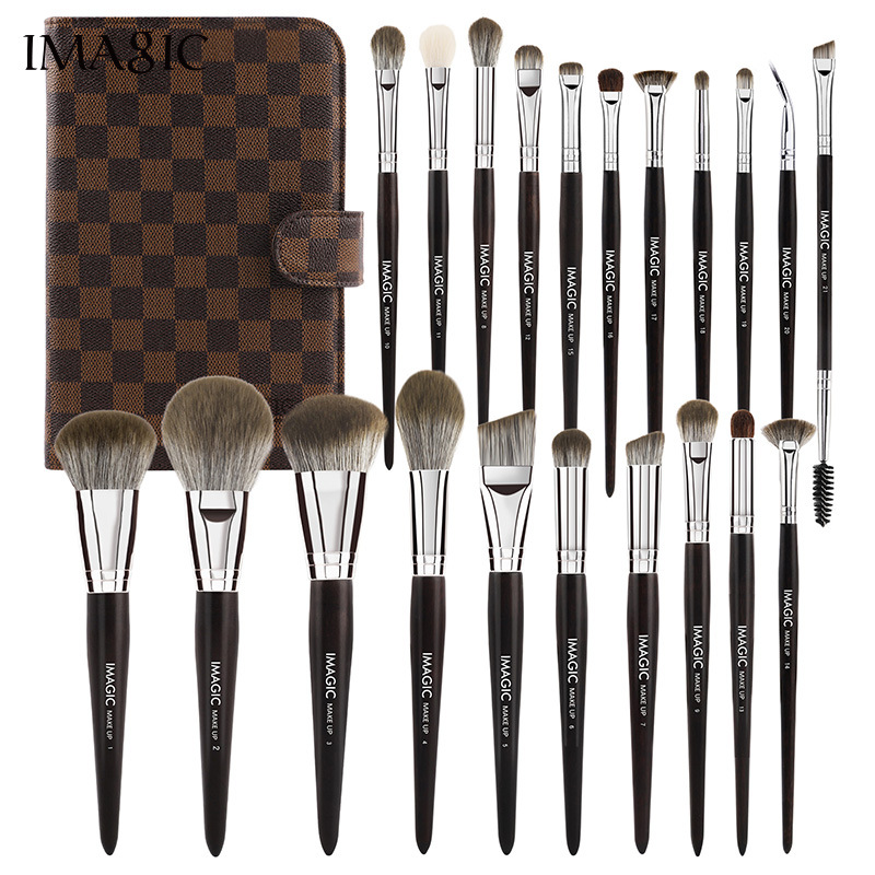 Imagic 21 Makeup Brush Set Portable Soft-Bristled Blush Brush Eye Shadow Brush Full Set with Leather Bag Beauty Tools 5