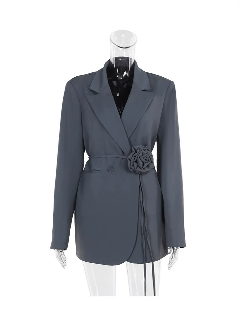 Autumn belt, design brace, long-sleeve, classic suit jacket, simple and elegant design