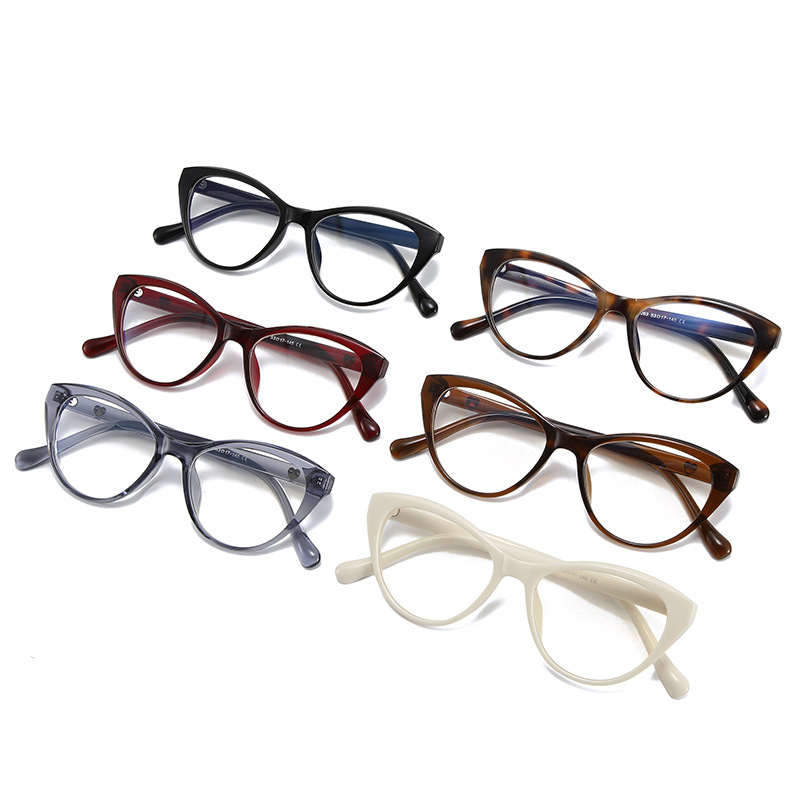 Marco de ojo de gato de moda, gafas anti-luz azul, accesorios de cuello blanco para estudiantes, gafas de miopía, marco de gafas de moda, fábrica al por mayor