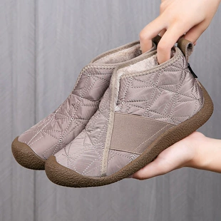 Новые зимние high-top хлопковые ботинки с мягкой подошвой, противоскользящие, мамина обувь с бордовой бархатной подкладкой, утепленные, легкие повседневные стильные снегоступы