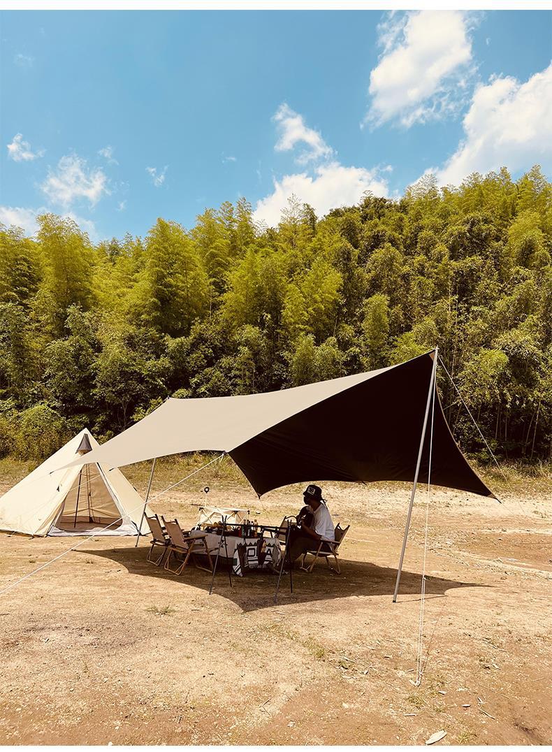 Black Glue Canopy Butterfly Outdoor Camping Tent Picnic Equipment Super Light Camping Black Glue Coated Hexagon Awning