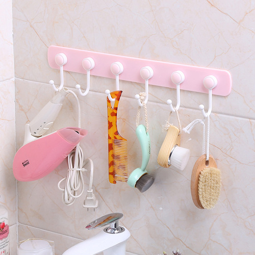 Hook strong adhesive bathroom punch-free hanger wall hanging wall wall traceless sticky hook kitchen row hooks
