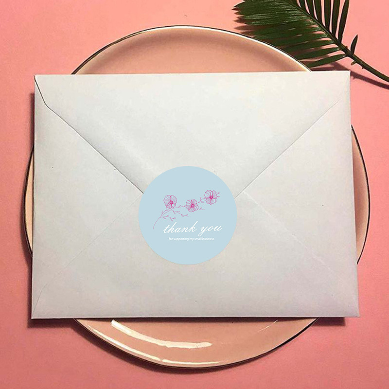 Copper Plate Self-adhesive Envelope Seal Rose Flower Thank You Sticker display picture 3