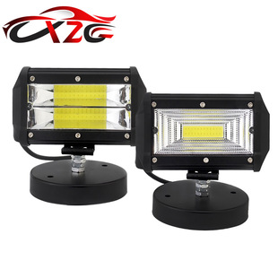 72W Double RoW Car Work Light 24SMD Spotlight Flood Engineering Inspection Light Three-mesh COB Long Strip Spotlight