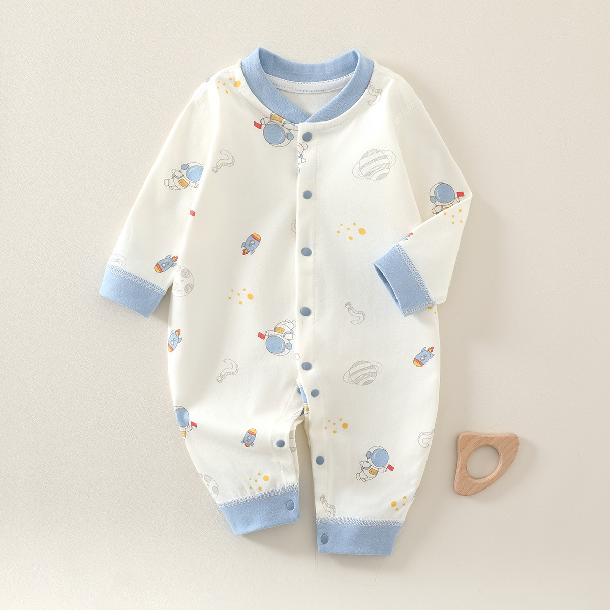 Baby romper pajamas newborn baby spring and autumn wear pure cotton cute romper long-sleeved home wear pajamas