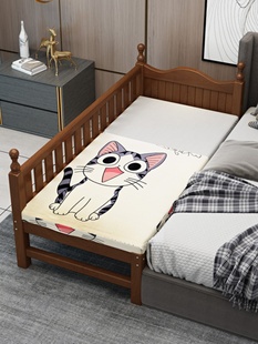 Height-Adjustable Spliced ​​Bed, Widened Bed, Solid Wood Children's Bed with Guardrail, Bedside Bed, Extra Bed, Baby Crib Spliced ​​Into a Large Bed
