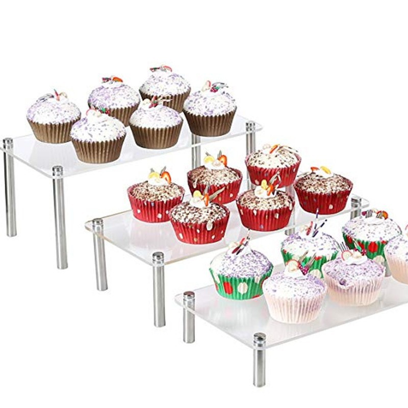 3件套阶梯亚克力纸杯蛋糕展示架 手办饰品化妆品摆放架cake stand