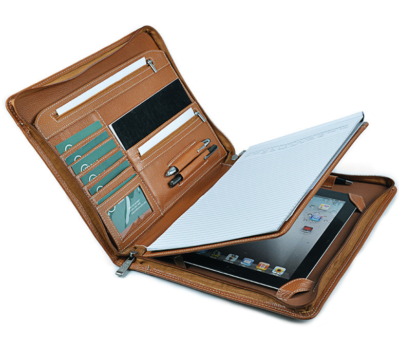 Executive Zipper iPad Storage Leather Folder Manager Folder Business Briefcase A4 Simulated Leather Notebook