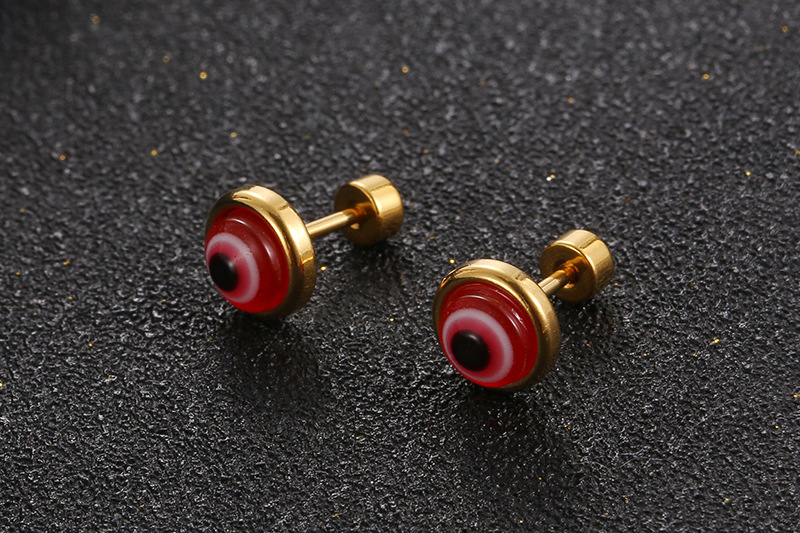 New Simple Personality Titanium Steel Earrings Eyes Earrings Single display picture 5