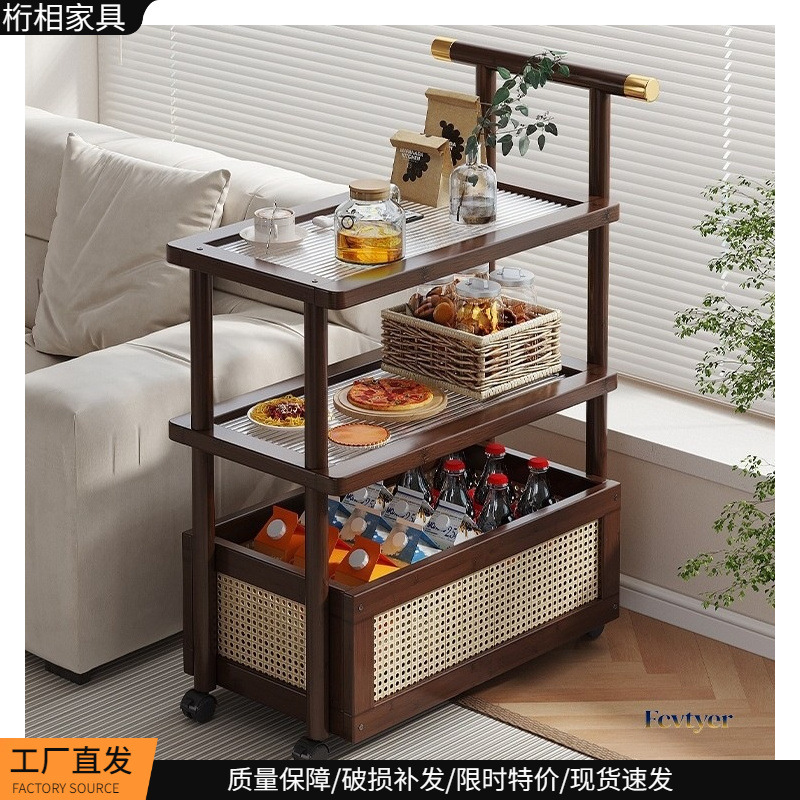 沙发边几客厅新款可移动茶几小推车侧边柜餐边桌茶水架小桌子竹铁