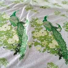 中国风孔雀剪花定位花提花面料欧根纱剪花礼服旗袍连衣裙布料
