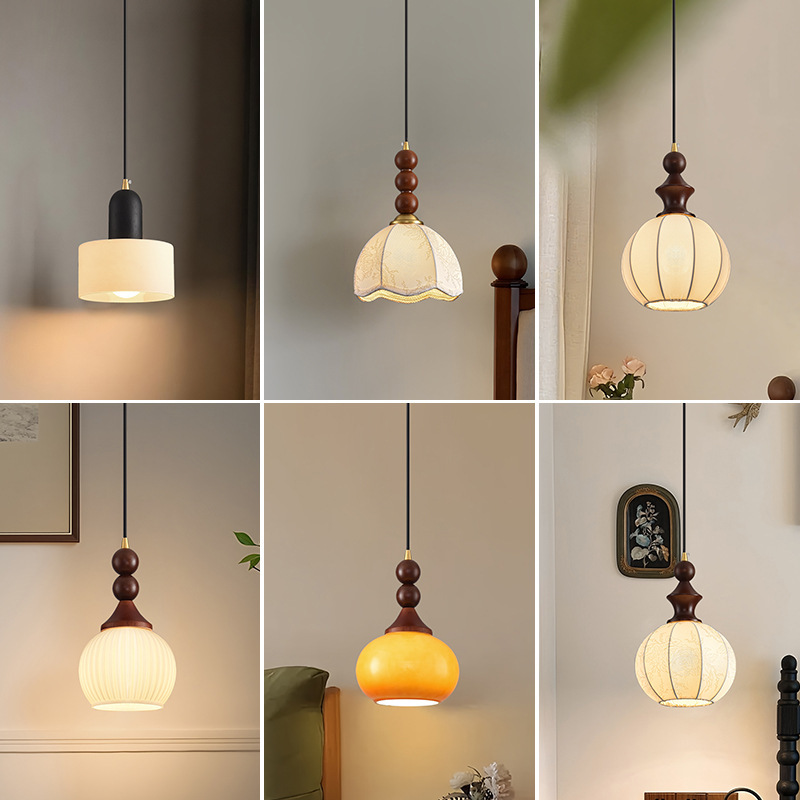 Retro Master Bedroom Bedside Chandelier High-End Liftable French Mid-Century Style Solid Wood Chandelier Zhongshan Lamps 125L