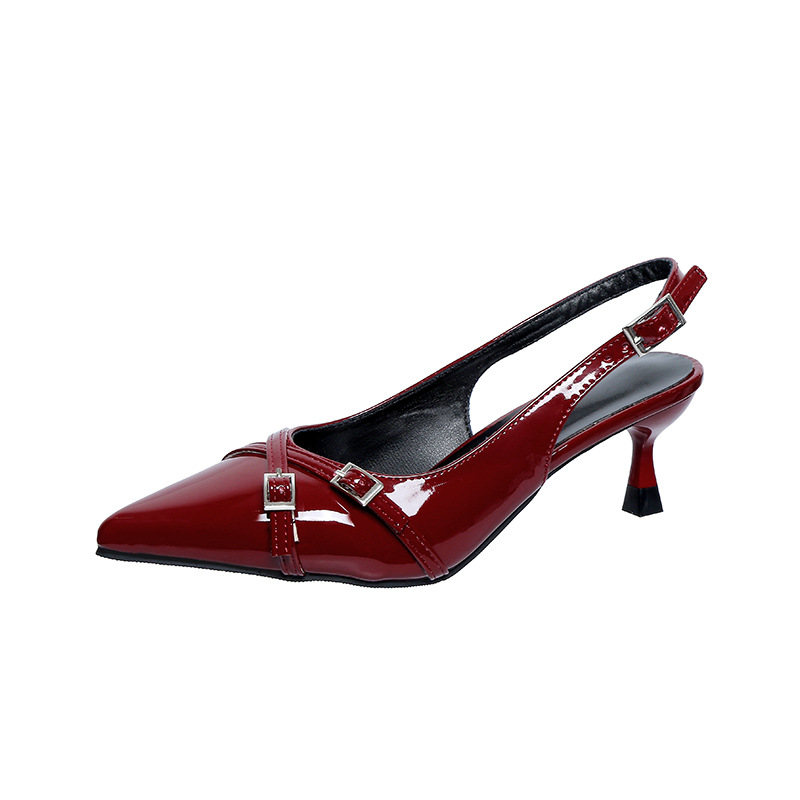 Sandalias de Tacón Alto con Punta Cerrada de Tela y Caucho, Tacón Fino, Punta Afilada, para Mujer, Verano image 17