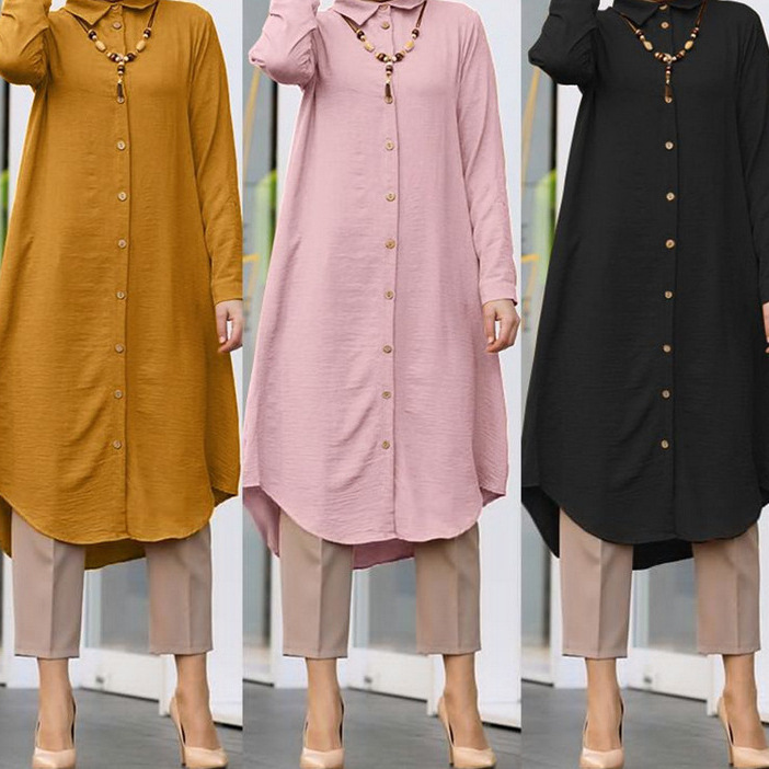 Malaysian clothing long women's dress, cross-border solid color plus size long-sleeve dress, fashionable casual new style 2026 Malaysian clothing long women's dress, cross-border solid color plus size long-sleeve dress, fashionable casual new style 2026