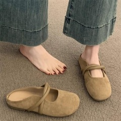 女性靴は糞感包頭半スリッパを踏んでいます。