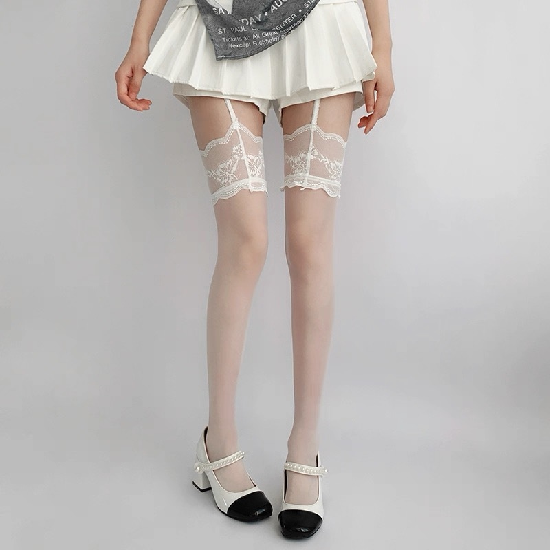 Sexy sling one-piece pantyhose jk black silk stockings lace pure desire over the knee mesh socks ultra-thin emotional sling socks