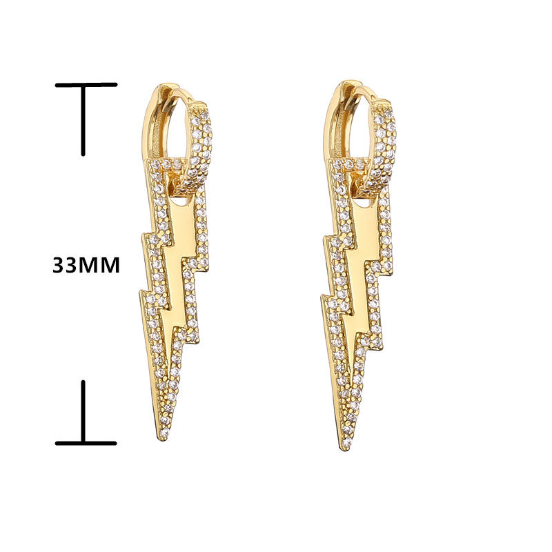 Women'S Gender Copper Fashion Geometric Lightning Artificial Gemstones Earrings Necklace
