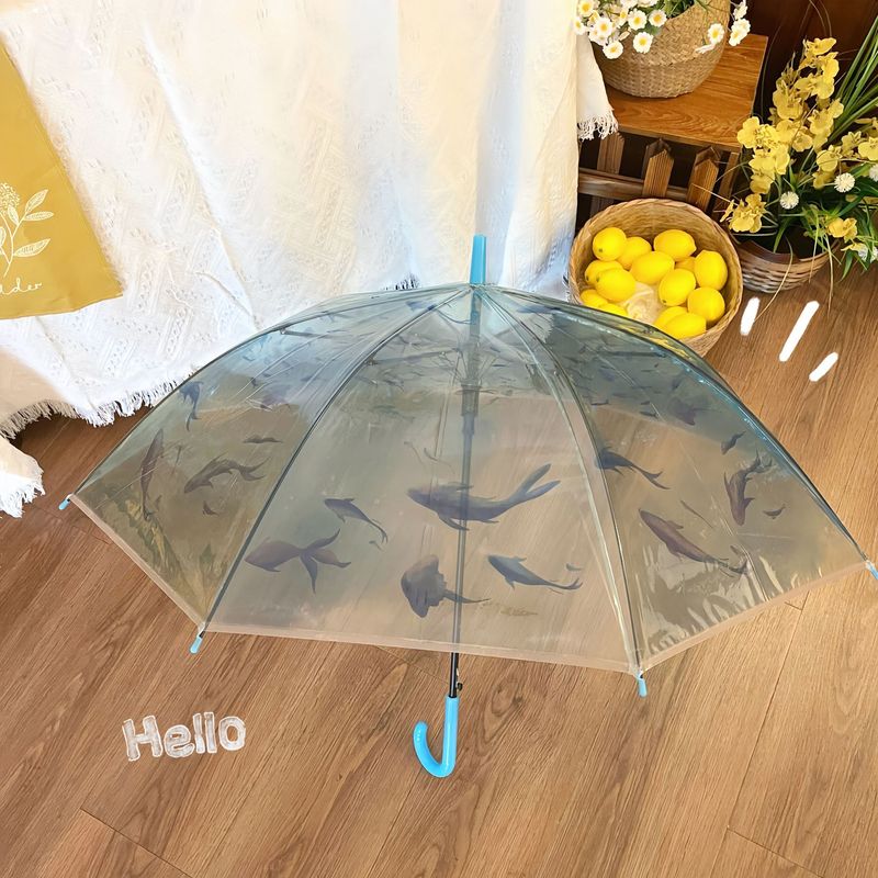 时尚水族馆联名透明雨伞坚固抗风轻量高颜值小巧便携折叠水母伞女|undefined