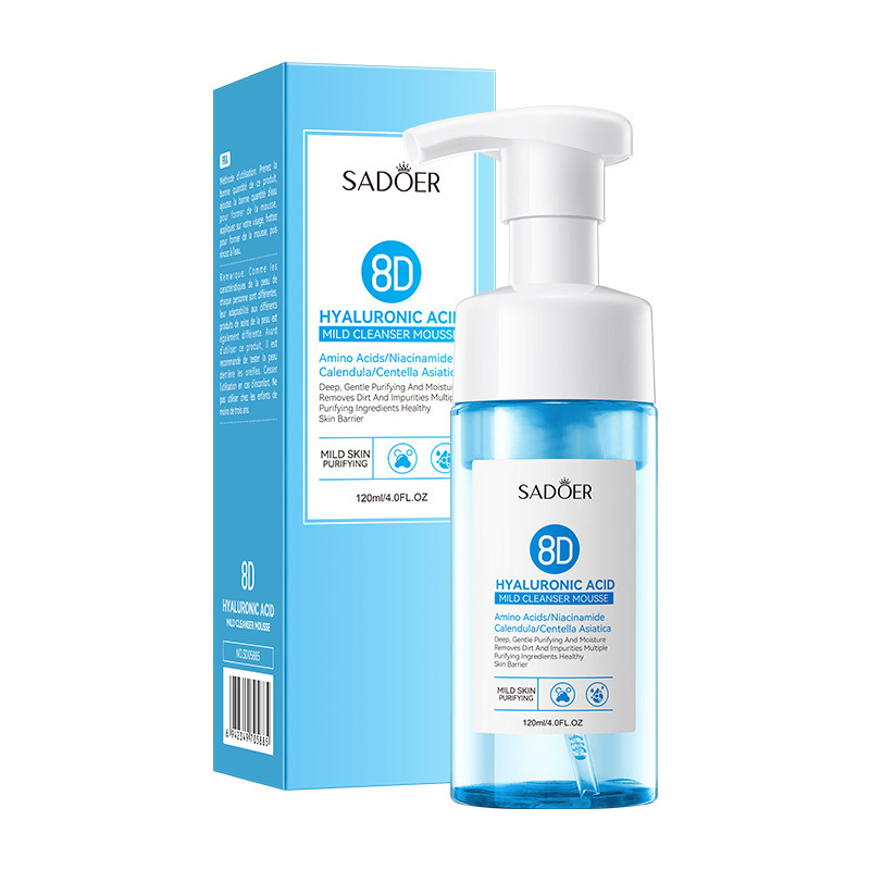 Espuma limpiadora facial SADOER pure English con aminoácidos de plantas y frutas, con cabezal de cepillo, venta al por mayor para comercio exterior transfronterizo.