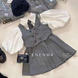 女童春装套装jk制服2026新款夏季衬衣马甲百褶裙女宝宝学院风裙子
