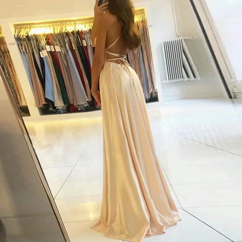 Comercio exterior europeo y americano Amazon AliExpress deseo vestido de noche de las mujeres sexy Correa split simple vestido largo
