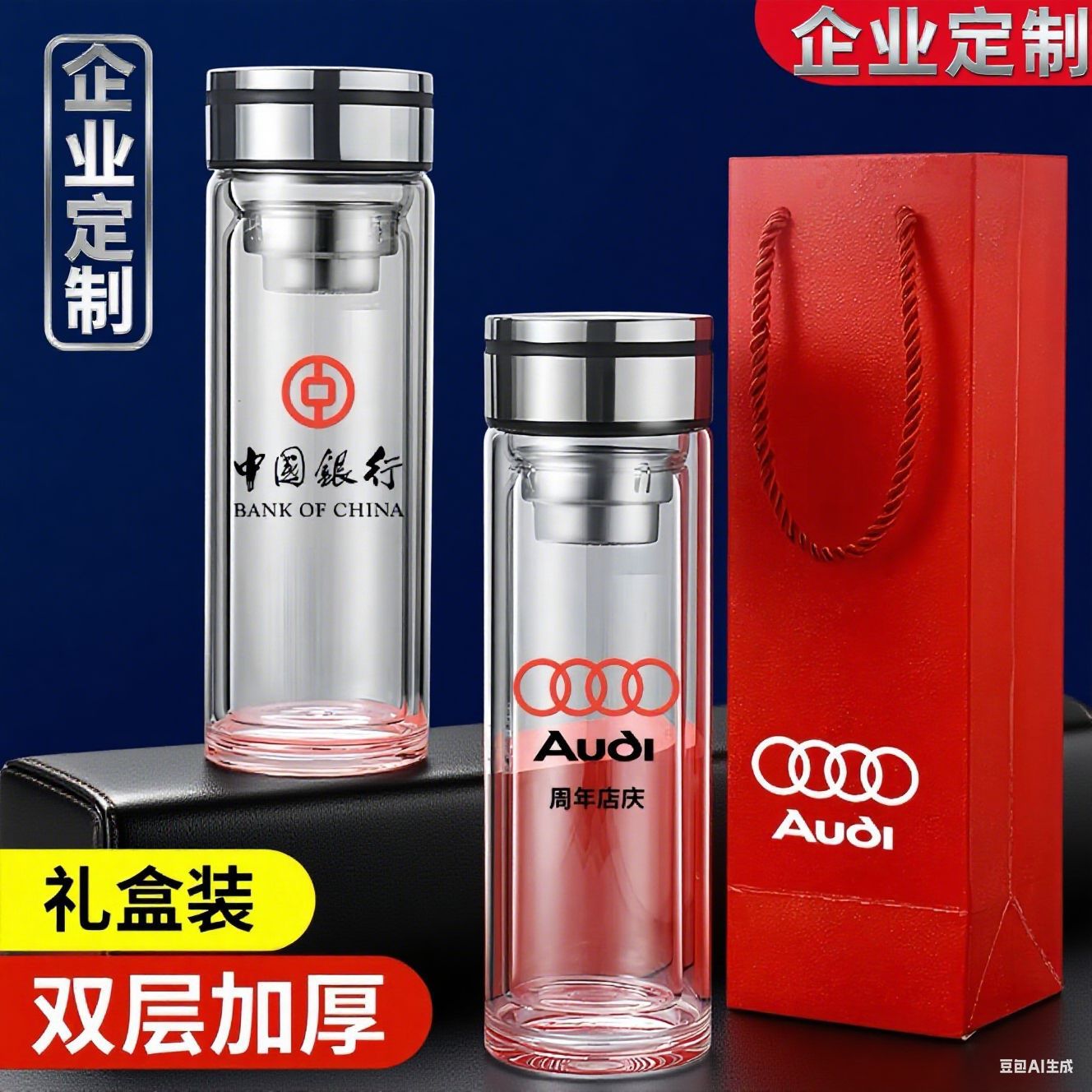 双层玻璃杯批发水杯礼品定制高硼硅杯子印刷logo加厚大容量男茶杯