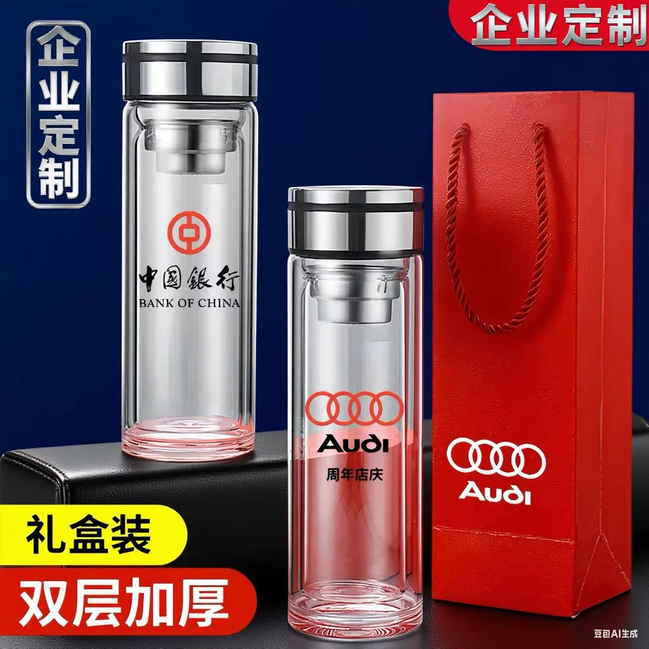 双层玻璃杯批发水杯礼品定制高硼硅杯子印刷logo加厚大容量男茶杯