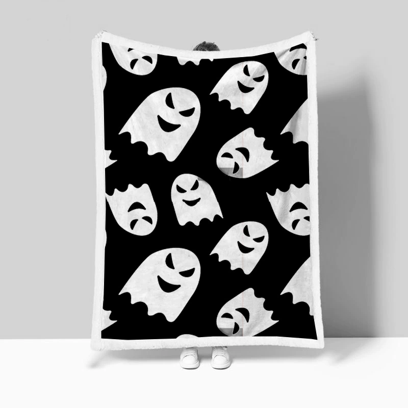 Минимальный заказ производителя: двуслойное одеяло с принтом на Хэллоуин, утолщенное фланелевое одеяло для офиса и обеденного перерыва.