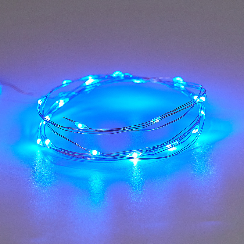 Caja blanca pequeña lámpara de alambre de cobre led botón batería linterna de Navidad luz intermitente cadena de bola de onda decoración al por mayor alambre de cobre