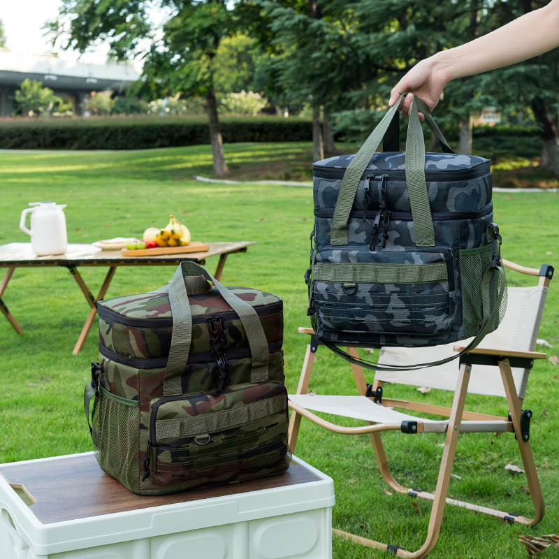 Temu亚马逊迷彩保温包户外野餐包手提保温箱保温袋保冷保鲜露营包