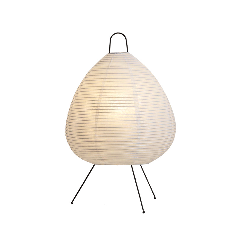 Noguchi Style Japanese Wabi Sabi Rice Paper Table Lamp Night Light_voghion.com