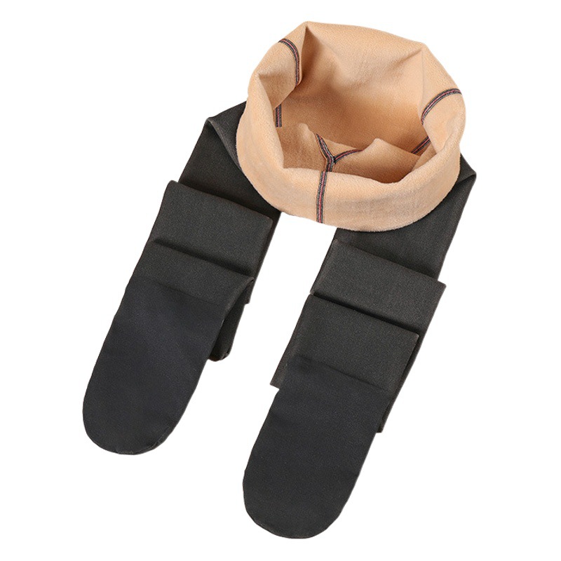 Azafata gris luz pierna artefacto femenino negro medias forrado de lana de otoño e invierno falso carne transparente Calcetines de luz de agua de cintura alta pantimedias