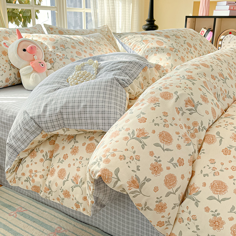 Flores de temporada (¡Recomendado!) / Juego de sábanas de 1,2 m de tres piezas [funda de edredón 150*200cm sábana de cama 180*230cm funda de almohada 48*74cm * 1]